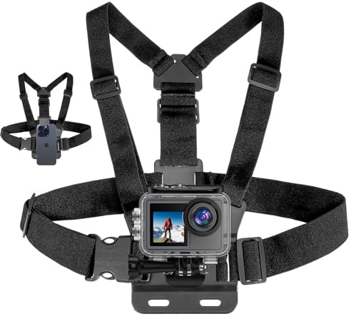 Ruycllo Mini-Handy Brusthalterung, Brustgurt Chesty, Actionkameragürtel Kompatibel mit GoPro, DJI Osmo, SJCAM, iPhone, Samsung Galaxy für Radfahren, Skifahren, Trekking