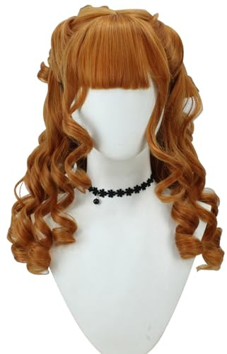 Kolegrial Agnes DeMille Cosplay Perücken Damen Lange Braun Gewellte Locken mit Pony Kostümperücke Verkleidung Mittwoch Season 2 Agnes Karneval Halloween Party Maskenball Kostüm Zubehör Wig