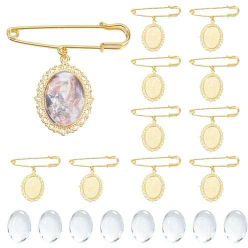 DICOSMETIC 4/8/12 Stück Hochzeitsstrauß Foto Anhänger Spitzenrahmen Anhänger Foto Gedenkanhänger Personalisierte Erinnerungsanhänger Mit Glas Cabochons Für Brautstrauß & Bräutigam Boutonniere