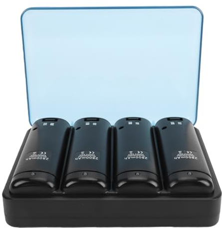 Fabater Stazione di Ricarica 4 in 1 per Controller wiis, con 4 Batterie Ricaricabili da 2800 MAh e Cavo USB, Dock di Ricarica per Controller wiis (BLACK)