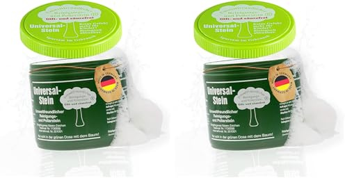 Zielinsky Universal-Stein, grüner Stein, Putzstein, Reinigungsstein - Haushaltsdose, 2er Pack (1 x 900 g + 2 gratis spezial Schwämme)