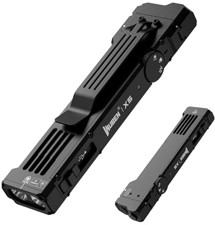 WUBEN X5 Linterna LED Recargable 1300 Lúmenes, Tactica Potente 3 en 1 | 6 Modos Haz Verde y Luz Negra UV, IP65 Impermeable Para Exterior, Camping, Trabajo, Emergencia y Reparaciones(Negro)