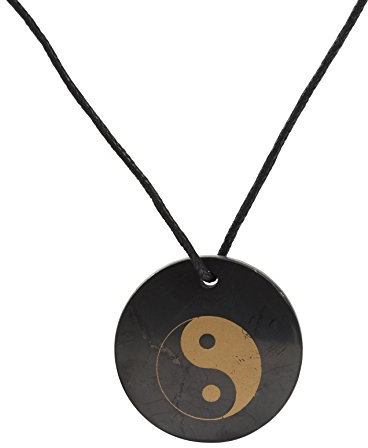 Heka Naturals Shungit Kristall Halskette Anhänger | Heilkristalle & Chakra Halskette - Edelsteinschmuck für Männer & Frauen - Spirituelle und freudige Geschenke (Yin Yang)