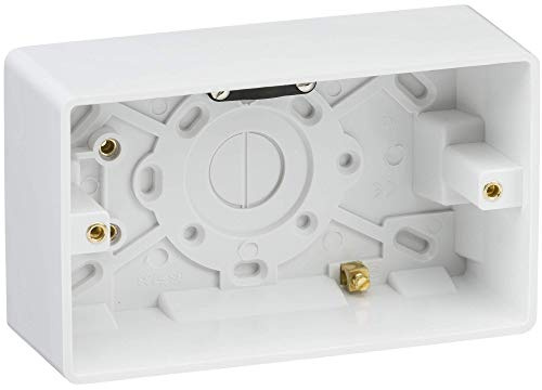 Knightsbridge CU1700 CU Curved Edge Single Pattress Box with Earth Terminal, White, 35 mm