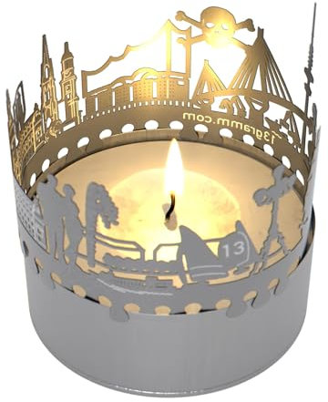 Hamburg Skyline Schattenspiel - Faszinierendes Kerzenaufsatz-Souvenir für Hamburg Fans - Silhouette, Hafen, Elbphilharmonie, Reeperbahn - Hamburg-Liebe zum Leuchten bringen!