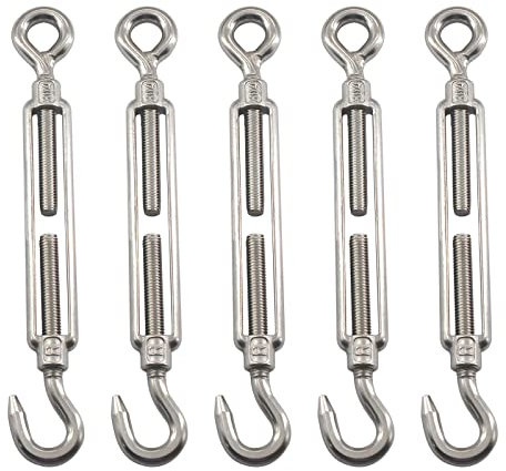 M6 Spannschloss 304 Edelstahl Spannschloss Haken und Auge Spannschloss Drahtseilspannung (5 Stück)
