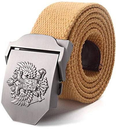 Leinwandgürtel,Mode Männer Frauen Leinwandgürtel Russisches Nationalemblem Legierung Schnalle Männer Jeansgürtel Armee Militärische Taktische Gürtel Unisex Outdoor Casual Wilder Bund, Dunkel K
