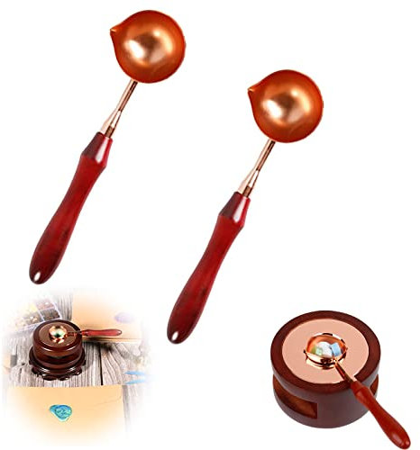 2 Stück Siegelwachs Löffel, Wachsstempel Löffel, Wax Seal Schmelzlöffel, Versiegelung Wachslöffel, Versiegelung Schmelzlöffel, Siegellacklöffel Mit Holzgriff, Für Hochzeit, Umschlag, Stempel