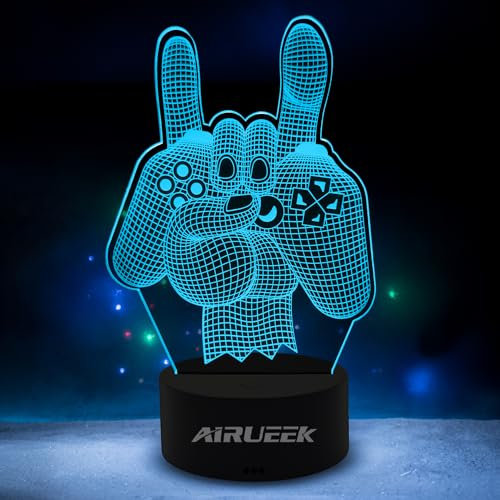 AIRUEEK 3d Gaming Lampe Mit 16 Farben-Nachtlampe,Nachtlicht Geschenke- Gaming Zubehör Zimmer Deko Für Spiel Fans Kinder Herren Jungen Und Mädchen Männer