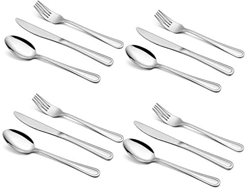 Joyfair 12-Piece Kids Cutlery Set, Stainless Steel Child Eating Utensils Set, Medium Children Flatware Silverware Include 4 Forks, 4 Spoons, 4 Safe Knives, Healthy & Reusable, Dishwasher Safe