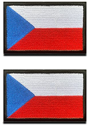 2 St. Tschechisch Flagge Patch- Taktisch Tschechisch Nationales Emblem, Bestickter Aufnäher mit Verschluss, Militär Bänder für Rucksäcke Kleidung Taschen Uniform Weste Jersey Reisen