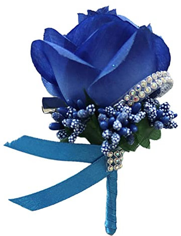 Wambere 2 Stück Hochzeit Boutonniere Blumen,Boutonniere,Hochzeit Zubehör Künstliche RosenAnsteckblume Bräutigam Hochzeitsanstecker mit Clip für Braut Brautjungfer Gäste Herren Damen Party,Königsblau
