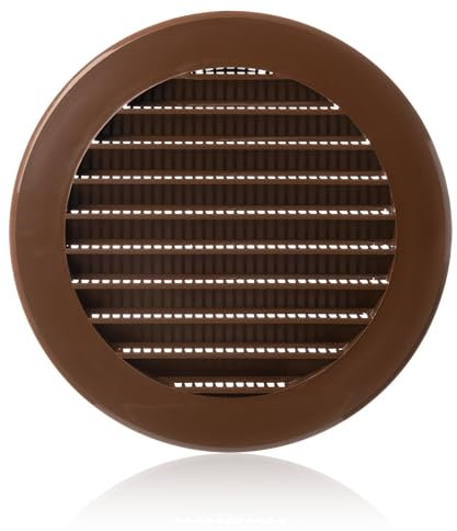 100mm Griglia Ventilazione in Plastica ABS Marrone con Zanzariera - Griglie Aerazione Rotonde