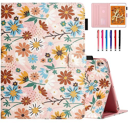 MOKASE Custodia per iPad 10.2 pollici 9a/8a/7a Generazione 2021 2020 2019, Sottile Pelle Sintetica Supporto Custodia con Automatico Sveglia/Sonn e Porta Penna per iPad 10.2 pollici, Matisse Daisy