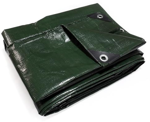 HanjetHJ Grüner Zeltdach Planen 140g/m² wasserdichter, robust, recycelbarer PE Tarp, als Schutzabdeckung bei Camping, Picknick, Zeltaufbau, Lastwagenabdeckung (3 x 5 m)