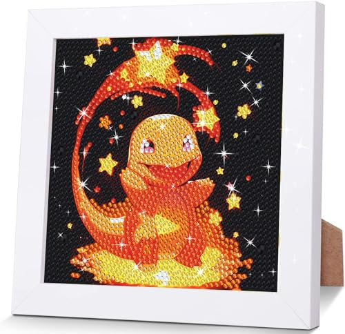 Sencangxun Diamond Painting Kinder Junge Feuriger Drache Bilder, 5d Diamant Painting mit Rahmen Kreative Geschenke für Mädchen und Jungen, Home Wall Decor 18x18 Cm