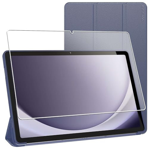 ebestStar - Cover per Samsung Galaxy Tab A9+ (2023) SM-X210, Custodia Silicone Protezione Flip Magnetica, Slim Case Sottile, Blu scuro + Vetro Temperato
