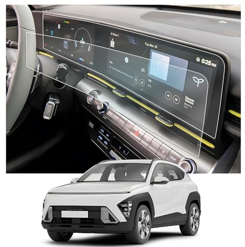 CDEFG Kompatibel mit Hyundai Kona SX2 2024-2026 EV Hybird Navigation + Instrumententafel Schutzfolie 4H Kratzfest 12,3 Zoll GPS Displayschutzfolie Navi Folie Zubehör 2 Stück (SX2 Navi+Digital Cluster)