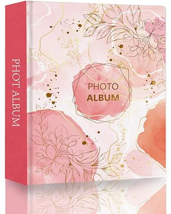 Glodenmemo album photo de 10x15 cm à 304 pochettes, impression de couverture pour 304 photos horizontales pour mariage, vacances, famille de bébé (Rose)