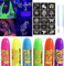 HISUNBEN Peinture Fluorescents UV, Maquillage Enfant 6 Crayons De Peinture UV Néon Pour Le Visage Et Le Corps, Lavables Non Toxiques Bâton de Peinture au Néon UV,Peinture Corporelle