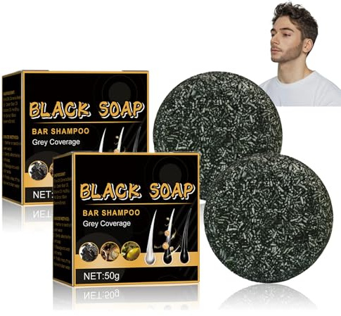 Anti Gray Bar, Hair Darkening Shampoo Bar, Grey Hair Reverse Bar, Charcoal Shampoo Bar for Gray Hair, Natural Grey Gloss Soap, Pack of 2