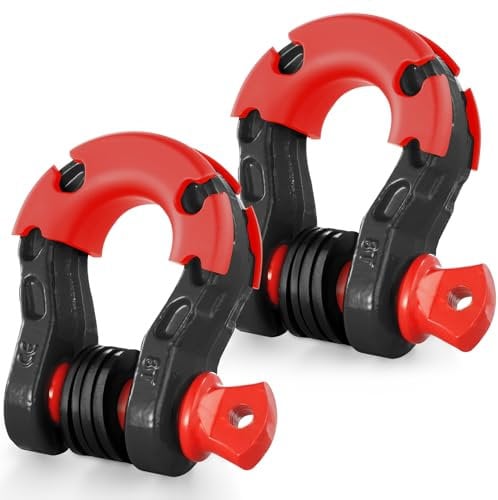 VEVOR Grillo Anello a D 19 mm, 2 Pezzi Grilli in Acciaio Legato 30T Resistenza alla Rottura con Perno a Vite da 22 mm, Isolatori Rondelle, Grillo per Recupero Veicoli Fuoristrada per Jeep, Nero