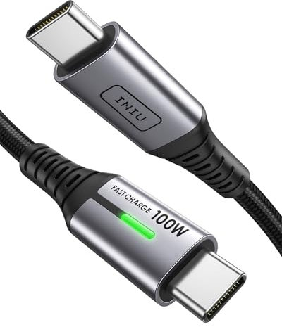 INIU Câble USB C, 0.3m 100W PD 5A Cable USB C Charge Rapide QC 4.0 Chargeur Type C Nylon Tressé pour iPhone 15 Samsung S23 Ultra iPad Air MacBook Pro Google Pixel 7 Xiaomi Switch PS5 Tablet S8 ECC.