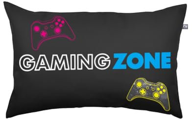 rucomfy Fibre-Filled Plush Kids Bolster Gamer Cushion. Gaming Print Perfect for Childrens Bedroom and Playroom Furniture Accessories. Machine Washable. Filled with Fibre Inner 40 x 60cm (Gaming Zone)