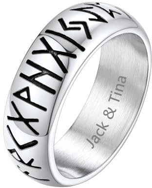 Supcare Herren Ring Edelstahl Viking Luhn Rune Fingerring für Männer Punk Wikinger Schmuck Rock Siegelring Hip Hop Bandring Gravur Vintage Statement Ring Punk Verlobungsring Modeshcmuck für Vatertag