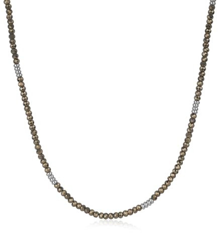 GAVU Herren Natursteinkette mit facettierten Pyrit-Perlen Surferkette für Männer 55cm