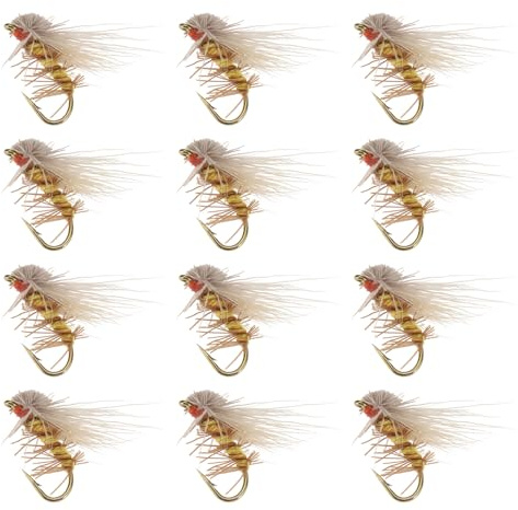 EMSea 12 st hullingfria torra flugor flugfiske beten silkesmask mal flugbete handknutna fiske flugor för fiske öring bas lax 15 mm