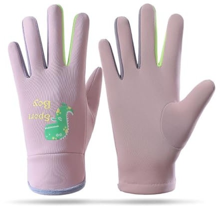 Aiyomimo Kinder Cartoon Warme Handschuhe Outdoor rutschfeste Sport Laufen Reithandschuhe für Jungen Mädchen 3-12 Jahre (Rosa, S (3-7 Jahre))
