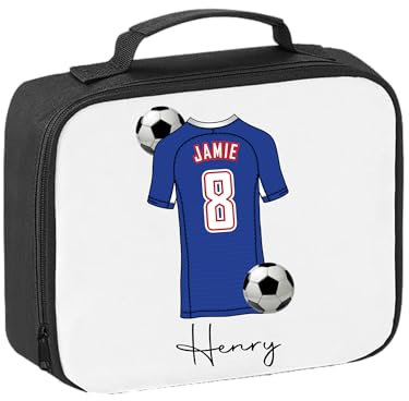Pickhut Personalised Football Team Shirt & Jersey Kit Lunch Bag Back to School Gift for Kids, Customised with Name/Number/Text Boys Lunch Box (D11)