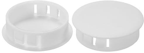 PATIKIL Hole Plugs Plastic, 50 Pcs 35mm(1.4) Screw Bumper Hole Plug Flush Snap Type Round Hole Cover Caps for Round Holes Cabinet Furniture Kitchen, White