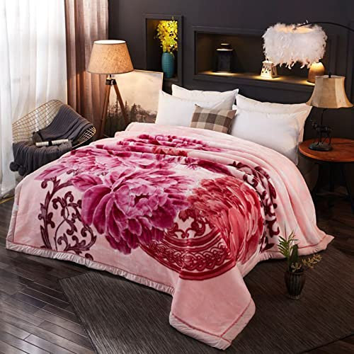 Weighted Blanket King Size 83X93 12Lbs~2 Ply Reversible Raschel Blankets Silky Soft Warm Heavy Plush Fleece Bed Blanket For Autumn Winter A 210X235Cm/5.5Kg Cozy and Luxurious Weighted Blan