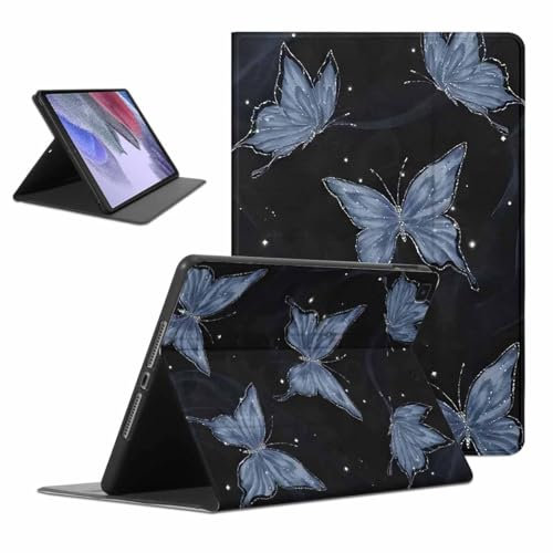 Kueqeay Funda para Samsung Galaxy Tab A7 Lite 8,7 Zoll 2021 (SM-T220/T225), Aesthetic Butterflies Dibujos Diseño PU Leather Protector Soporte Función Ángulos Ajustables Cubierta Tablet Case, Negro