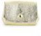 Double Tree - Mini Porte-Monnaie Femme en Cuir Véritable Irisé - Petit Portefeuille Brillant à Rabat Format Enveloppe Élégant - Léger et Pratique - Doré