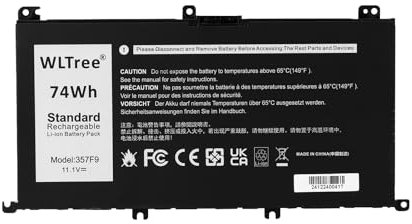 WLTree 74Wh 357F9 Laptop Battery for Dell Inspiron 7000 Dump 15 7566 7567 7557 7559 I7559 5576 5577 INS15PD-1548B 1548R 1748R 2548R 2548R 54888B 2748R Gaming Series 0GFJ6 71JF4 P57F P65F P65F001