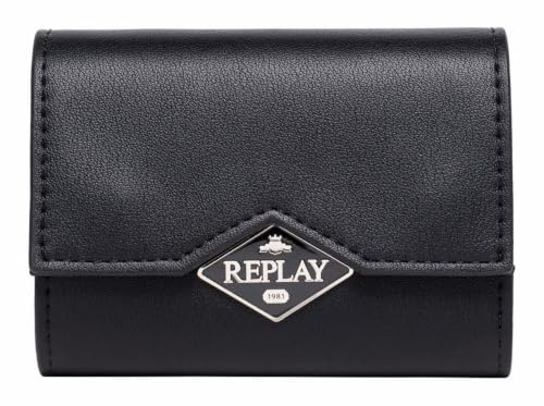 Replay Damen Portemonnaie mit Klappe, Black 0098 (Schwarz), Einheitsgröße