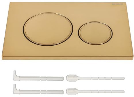 Actuator Plate, Flush Plate for GEBERIT Sigma 20 with Flush Lever Set and Mounting Frame, Dual Flush, 1 Piece (Brushed Gold + Gold Ring)
