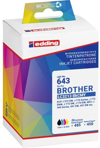 Tintenpatrone 18-643 wie Brother LC3213 schwarz/c/m/y 4 Stück