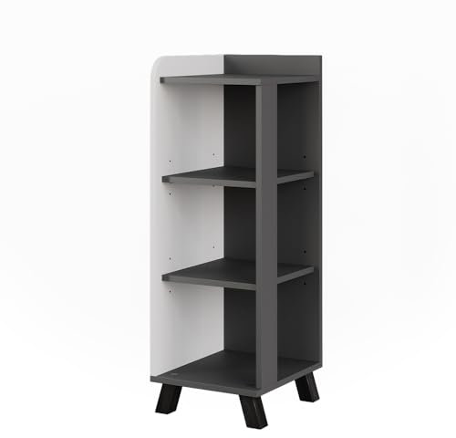 Vicco Midischrank Karen, Anthrazit/Weiß, 30 x 90 cm mit 4 Ablagen