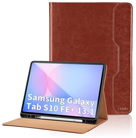 Coque pour Samsung Galaxy Tab S10 FE+ 13.1 2025/Galaxy Tab S10 FE Plus 13.1 Pouces 2025 Business Premium PU Cuir Cover Tablette Housse de Protection, Multi-Angle Étui avec Poche -Marron