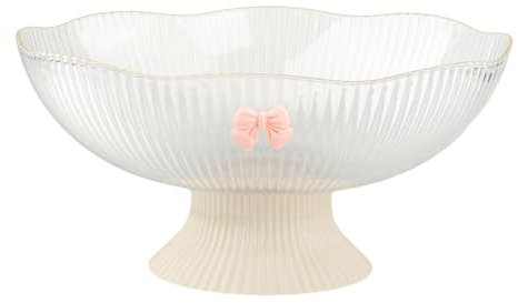 LOVIVER Decorative Pedestal Bowl,Dessert Display Stand Dish Holder,Snacks Fruit Basket Bowl for Farmhouse Kitchen Breads Snacks Home Ornaments (White A)