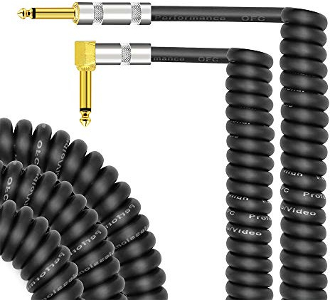 Guitar Patch Cable 1/4 Zoll Direkt Zum Rechten Winkel Instrument Kabel 22AWG Sauerstofffreies Kupfer 99% Abschirmpu -Jacke mit Speziellem Curly Design Gitarre Cord Lead Gitarrensignal