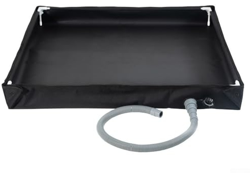 Mobile Foldable Shower Base Having Drain 80x80cm Pvc Camping Shower Tray with Raised Nonslip Platform and Leakproof Hose Outdoor Garde (BLACK)