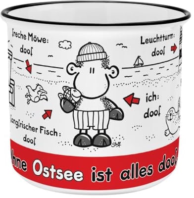 Sheepworld Tasse mit Spruch Ohne Ostsee ist alles doof | Kaffeetasse, New Bone Porzellan, 35 cl | Geschenk Freunde, lustiges Geschenk | 61558