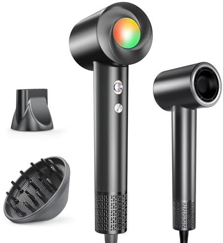 Haokoo Secador Pelo Profesional Alta Velocidad Iónico 150.000 RPM | Secado Rápido 1-5 min, Control Térmico Anti-daño, 365g Ligero, 8 Ajustes para Cada Cabello, Difusor para Rizos Incluido