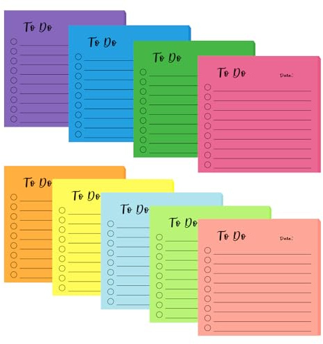 9 Blöcken Haftnotizblöcke Liniert, 450 Blatt, 10 x 15 Cm, 9 Farben | Wiederablösbar To Do Liste Linierte, Glattes Papier, Für Büro, Schule Und Zuhause