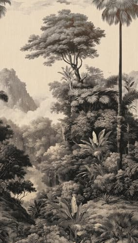 Livingwalls Wald-Fototapete – Creme, Schwarz – Wandbild XXL 1,59 x 2,80 m | Ruhiges Waldmotiv als Akzentwand – matte Vliestapete, ansatzfrei & spurlos abziehbar – für Wohn- & Schlafzimmer